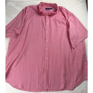 Ralph Lauren Chambray Oxford Shirt 4XLT Big & Tall Pink Short Sleeve Pony Logo
